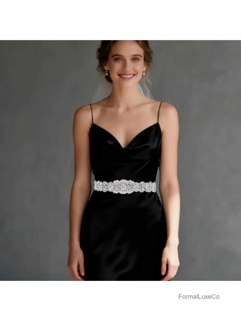 Crystal Thin Wedding Belt Sash, Rhinestone Bridal Belt for Dress Accessories